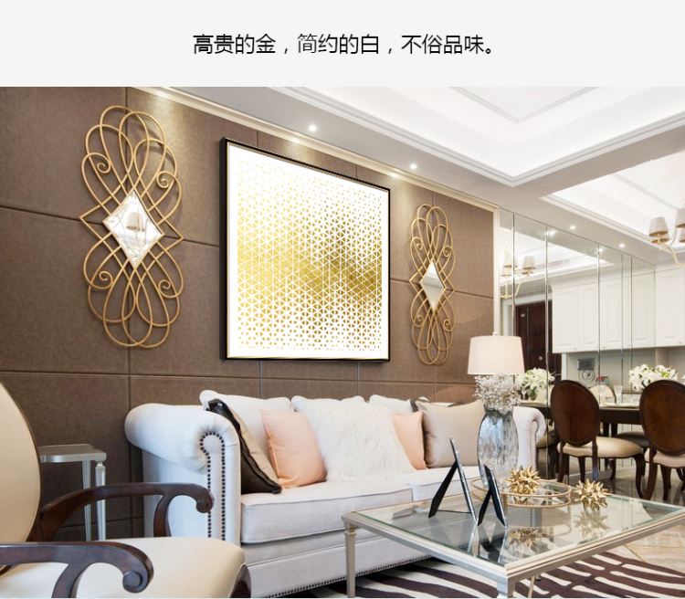 現(xiàn)代簡約客廳裝飾畫 抽象風格臥室床頭掛畫  晶瓷畫 金色年華
