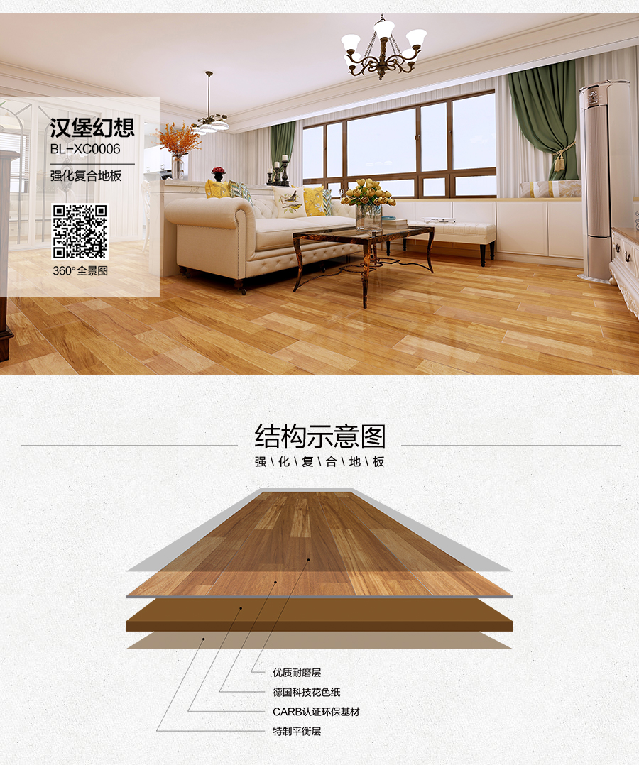雅柏麗地板 強化復(fù)合地板 強化復(fù)合地板十大品牌 BL-XC0006漢堡幻想